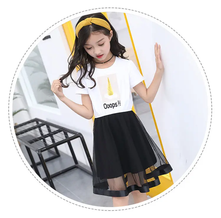 3-12 y kids girl summer dress 2019 black mesh princess dresses teenager girls dress 10 to 12 years old child clothes On Sales (5)
