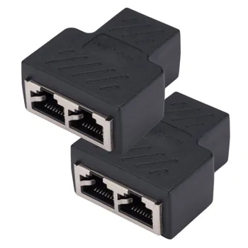 

Besegad 2pcs RJ45 1 to 2 Way Network Cable Splitter Adapter Female LAN Ethernet Socket Connector Adapter For Laptop high quality
