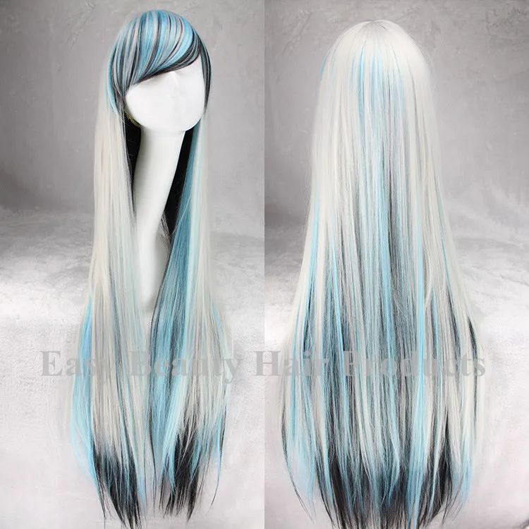 Cheap Dark Roots Rainbow Wig Cosplay Ombre White Red Silver Gray