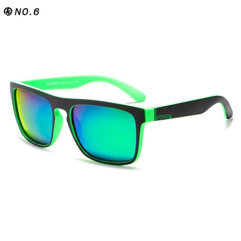 KDEAM летние солнцезащитные очки Для мужчин Спорт поляризованные солнцезащитные очки Для женщин зеркало зеленый объектив площади кадра UV400 с чехол KD156 - Цвет линз: C6