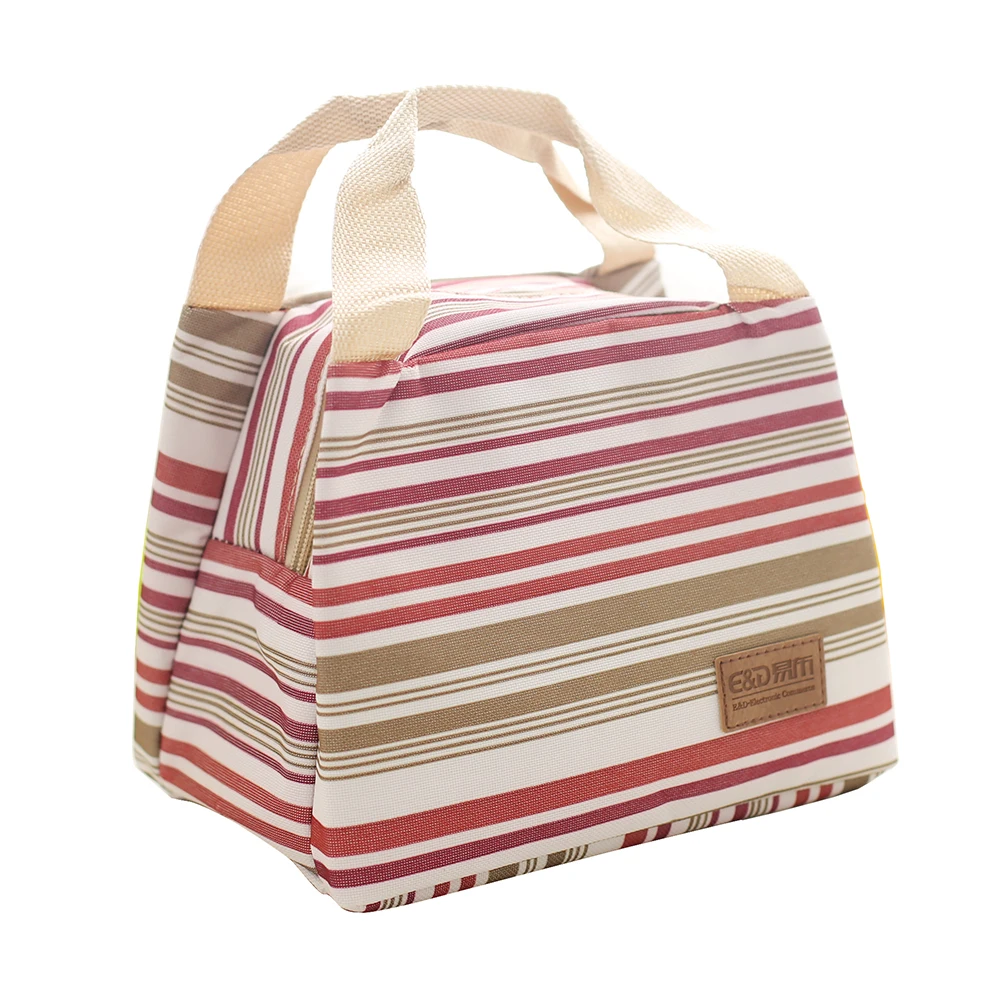 

MoneRffi High Quality Lunch Bags For Women Insulated Thermal Stripe Tote Bags Cooler Picnic Food Lunch Box Bag bolsa termica