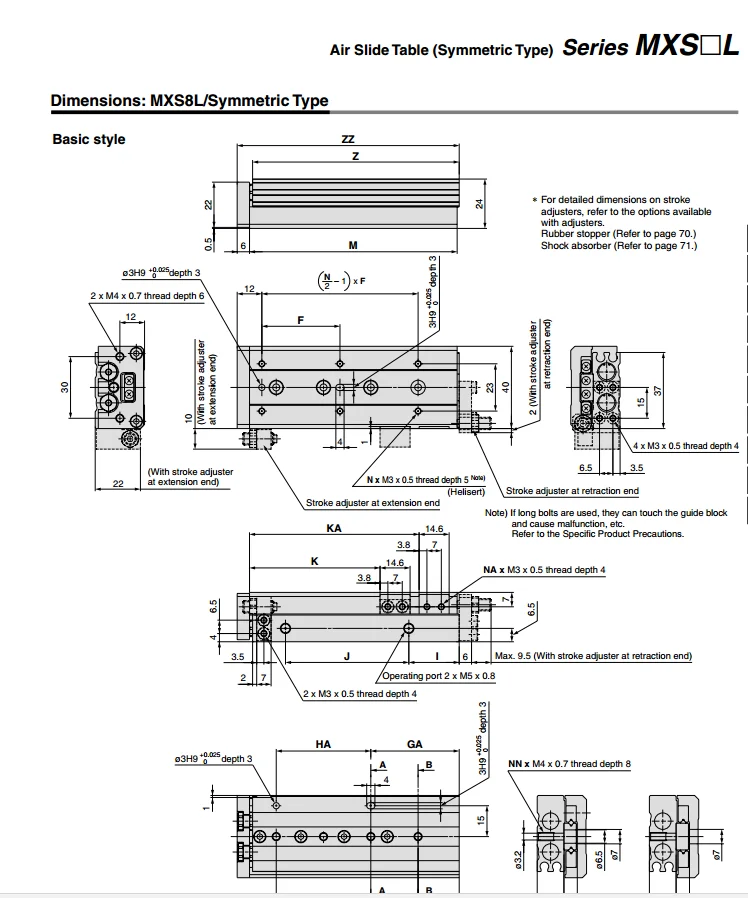 MXS16-50B MXS16-75B MXS16-100B MXS16-125B SMC направляющая скольжения Пневматический цилиндр, компоненты