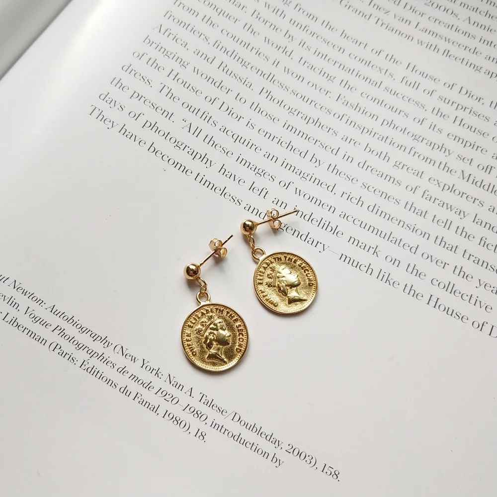 925 Sterling Silver Dollar Coin Earrings Gold Portrait One Cents Round