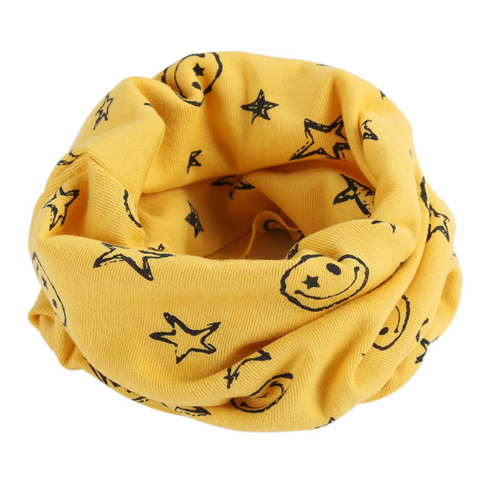 Children Kids Scarf Scarves Warm Loops Neckerchief Smile Face Stars For Winter KS-shipping - Color: Yellow