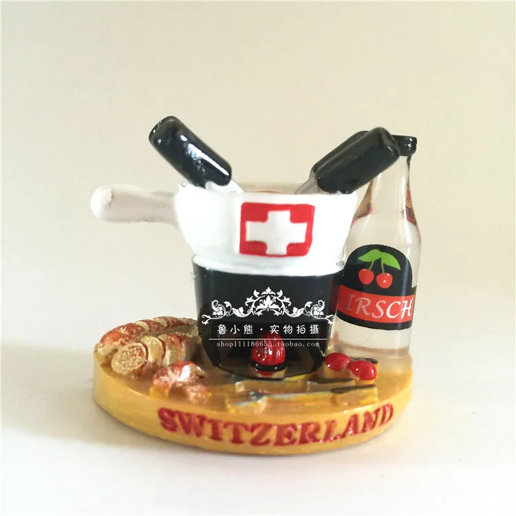 

Swiss Fondue Switzerland Tourist Travel Souvenir 3D Resin Decorative Fridge Magnet Craft Gift Idea Home Decoration Accessories