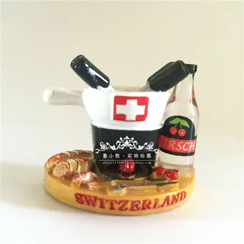 

Swiss Fondue Switzerland Tourist Travel Souvenir 3D Resin Decorative Fridge Magnet Craft Gift Idea Home Decoration Accessories
