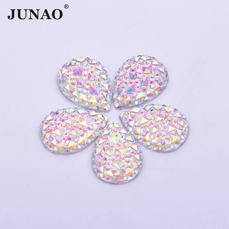 Аппликация JUNAO 10x14 мм 18x25 с блестками AB из смолы Стразы без шитья камни плоским