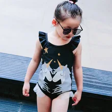 Детские для девочек с единорогом один цельный купальник для девочек комплект бикини с оборками Летнее платье принцессы для девочек с единорогом Рог Юбка-брюки для девочек, многослойная юбка-пачка YZ089