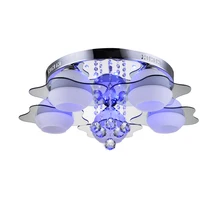 Modern Ceiling Light E26 E27 5 Lights with Red Blue Leds Crystal Acrylic Glass Flush Mount