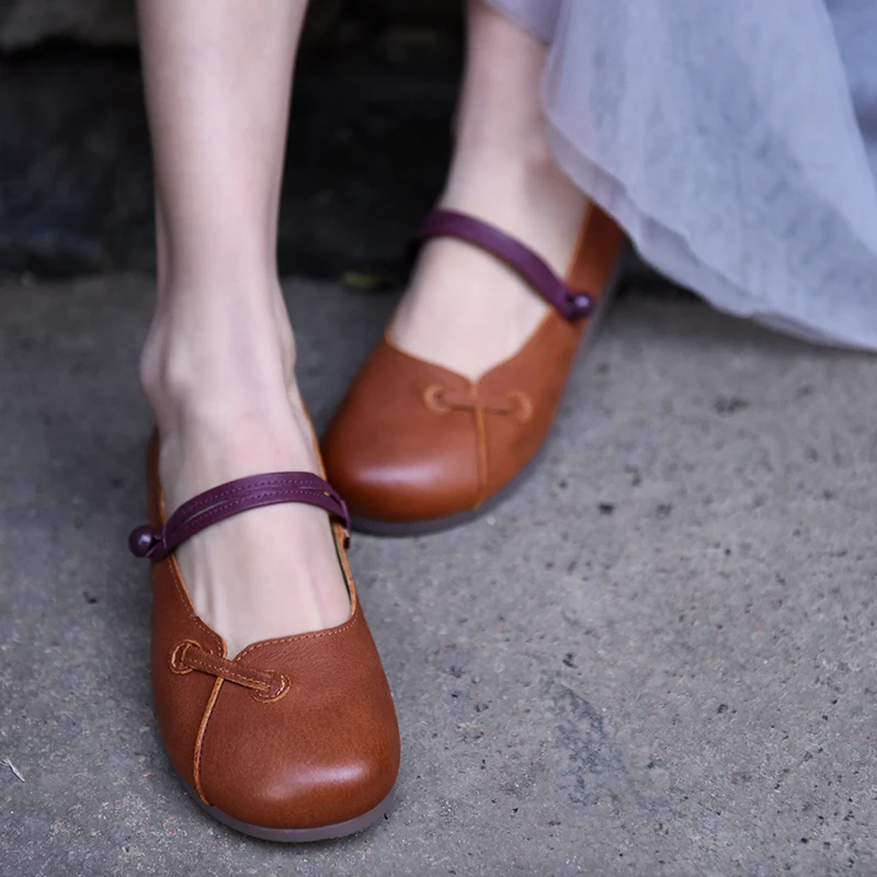 

Artmu Original Retro Soft Sole Women Shoes Flat Sole Buckle 2019 New Comfortable Genuine Leather Handmade Round Toe Flats HM1909