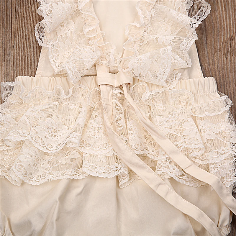 2018 New Summer Baby Romper Girl's Princess White Lace Romper Baby Clothes Newborn Backless Jumpsuit