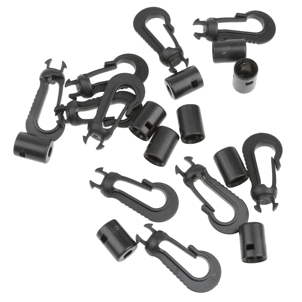 1/4' 16.4' Heavy Duty Elastic Bungee Rope 4 Pieces Shock Cord End Stop 10 Pieces End Hook for Kayak Canoe Boats Accessories