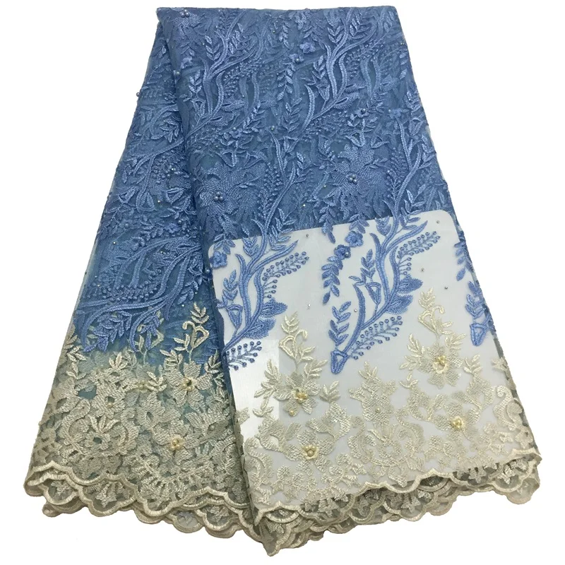 

2019 Senior Party African Lace Fabric High Quality Embroidery Lace Nigerian Lace Fabric With stone for wedding dress free ship