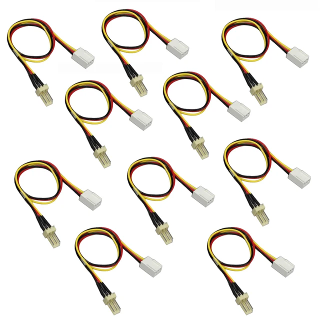 10Pcs/Lot Fan Resistor Cable 12V 3-Pin Male to 3-pin Female PC Fan Power Extension Lengthen Cable Wire for cooling fan