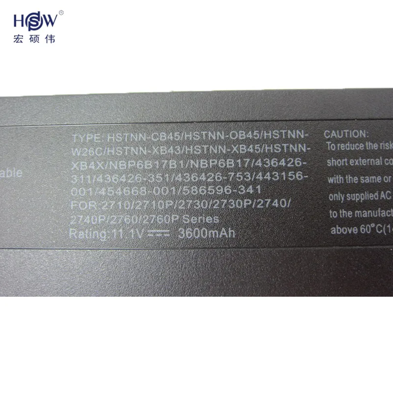 HSW батарея для HP 2710P 2730p 2740P 2760P HSTNN CB45 OB45 W26C XB43 XB45 NBP6B17B1|battery for hp|for hphp 2710p battery |