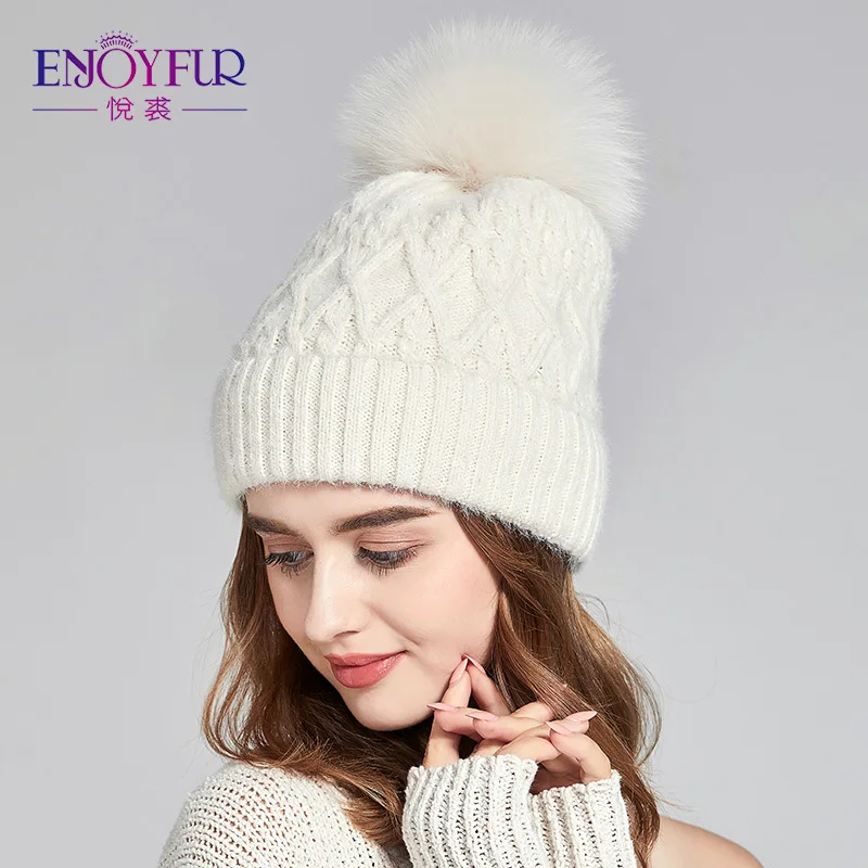 ENJOYFUR Шапка женская зимняя толстая модная из имитации соболиного меха с теплой