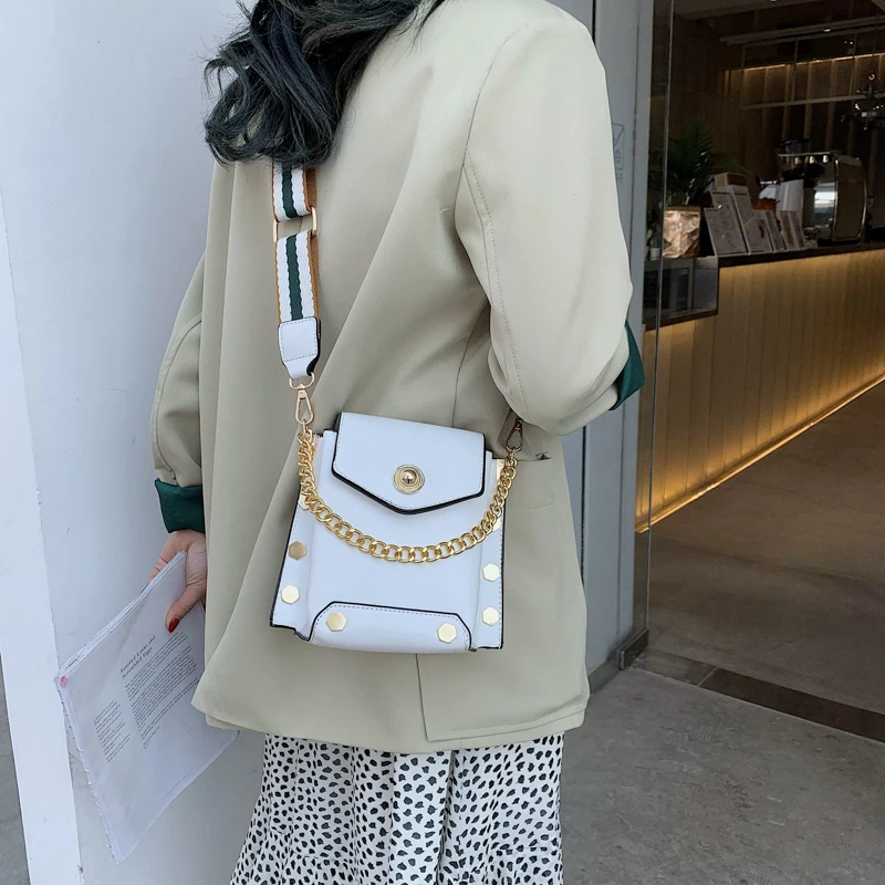 Bag for Women 2019 Fashion Leather Solid Handbags Mini Chains Bag Party Purse Phone Bags Women Crossbody Messenger Bags White