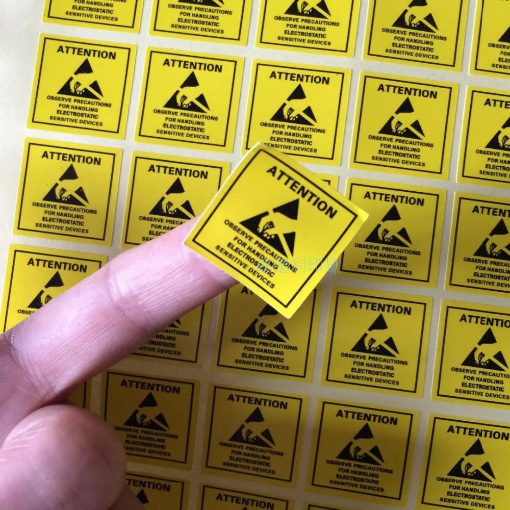 4.8*4.8cm ATTENTION Sticker Adhesive Label for ESD Anti Static Sensitive Device Electronic Shielding Anti-Static Party Packing | Дом и сад