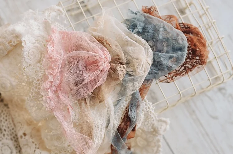 Newborn photography prop super light super soft elastic lace hat + wrap cloth