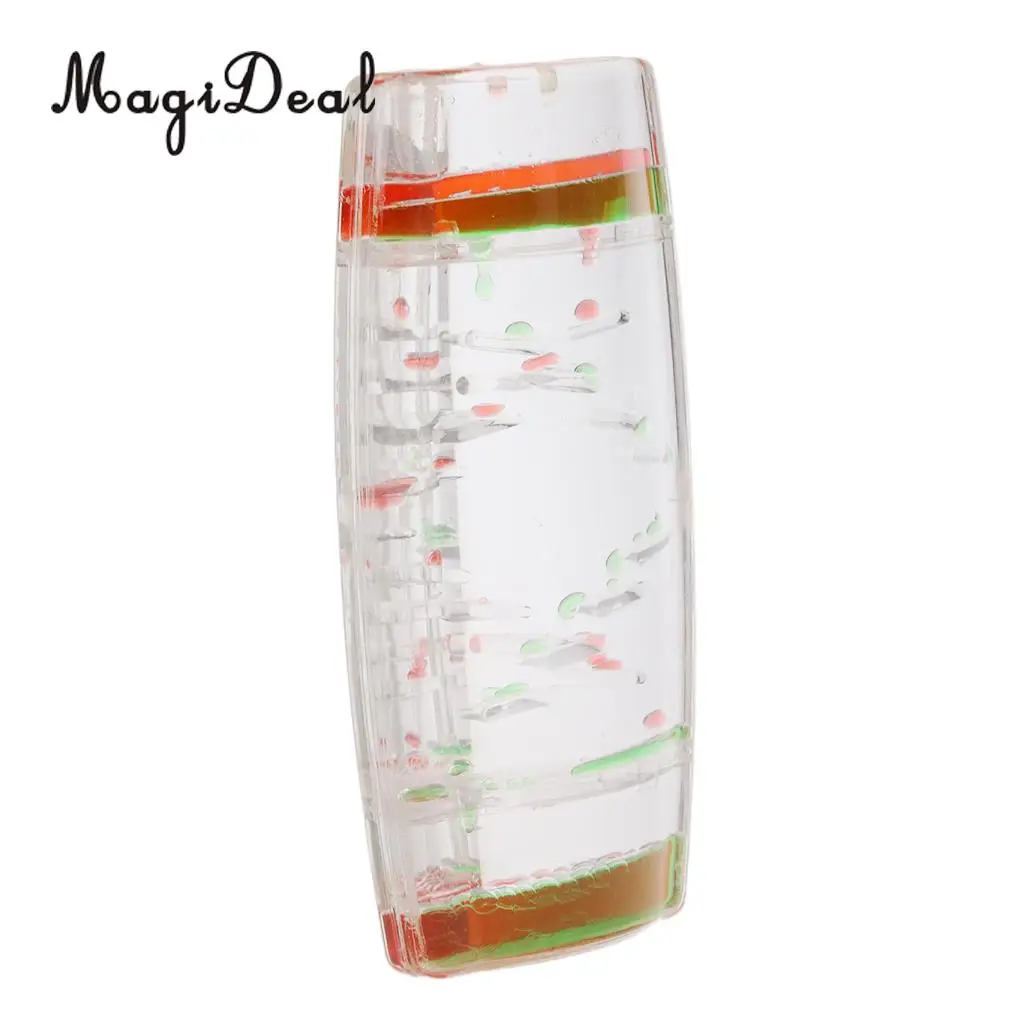 MagiDeal 1Pc Acrylic Creative Square Floating Oil Liquid Bubbler Motion Timer Hour Glass Ladder Home Desk Decor Random Color