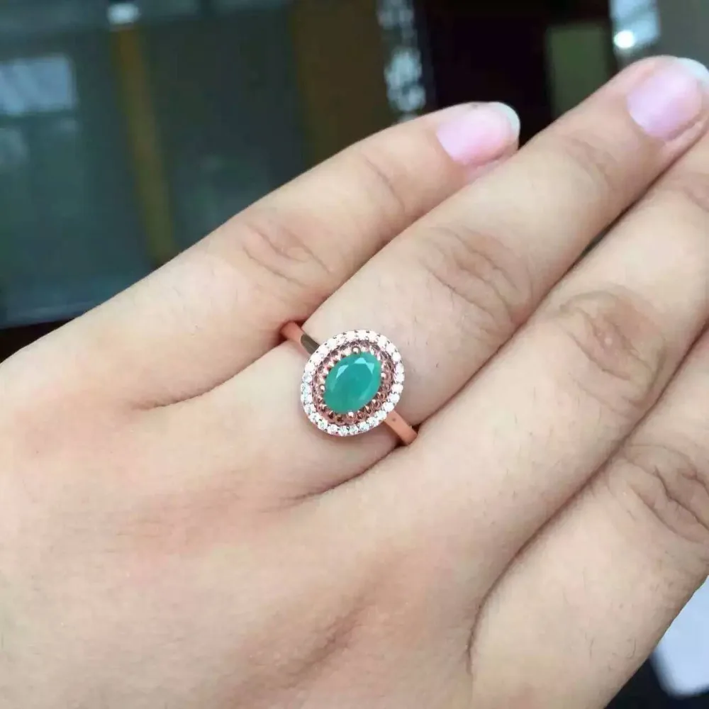 Natural green emerald stone gem Ring Natural gemstone ring 925 sterling