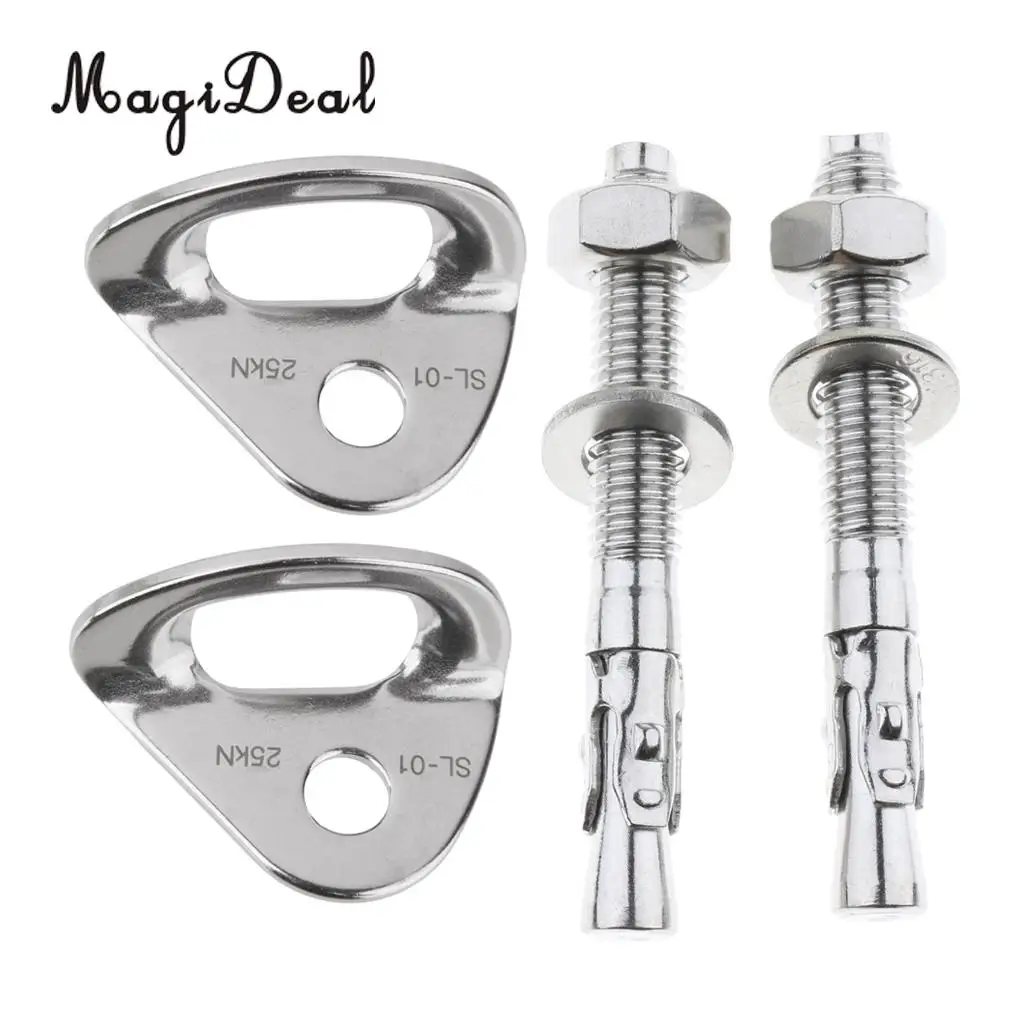 Perfeclan 4pcs 10mm Safety Rock Climbing Stainless Steel Anchor Bolt Hangers Set with Nuts and Washers Outdoor Activities 