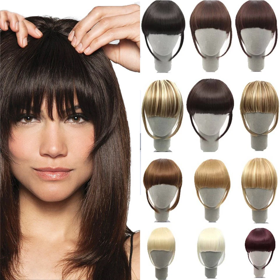Buqi Black Brown Blonde Fake Fringe Clip In Bangs Hair Extensions With