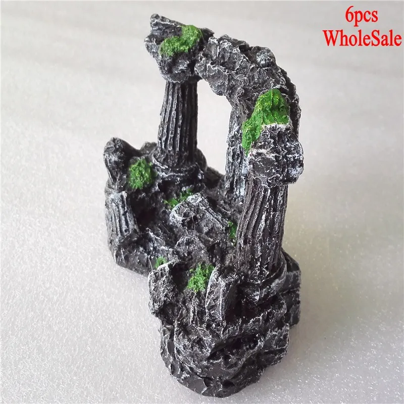 6pcs Aquarium Decoration Manual Retro Resin Fish Tank Decor Square Rome