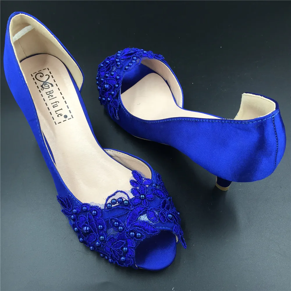 open toe royal blue heels