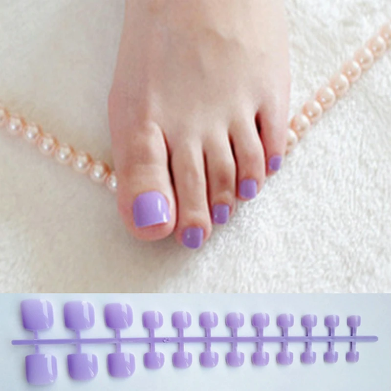 

Purple Square Press On Nails Feet Glossy Short Fake Toe Nails Manicure Acrylic Nail False Artificial For Girls