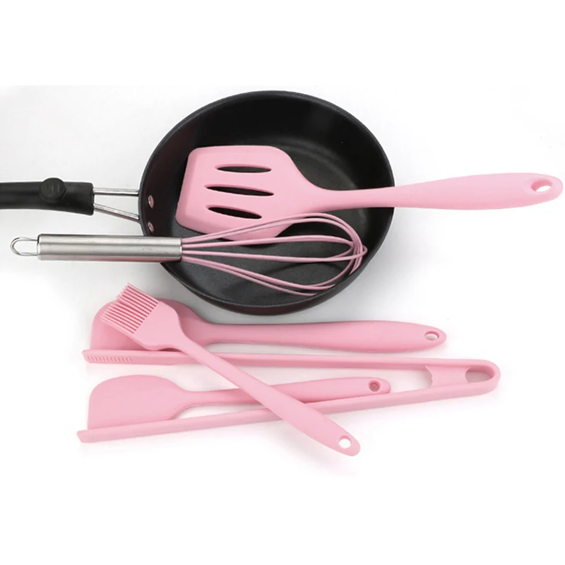 6 шт силиконовые кухонные инструменты набор кухонных принадлежностей аксессуары для приготовления пищи розовая Лопата скребок для яичных бирок креативная кухонная утварь