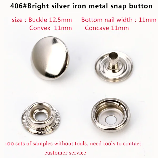 Застежка-кнопка комбинированная Пряжка 306#406#7050#100 набор пуговиц пуговицы для одежды оптом - Цвет: 406Silver metal