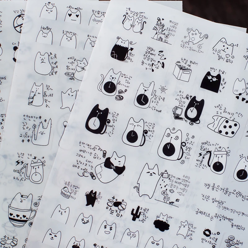 

6 Sheets DIY Kawaii Black&White Panda Cat Kids Toy Cute Stationery Diary Scrapbooking Sticker School Supply Etiquetas Adhesivas