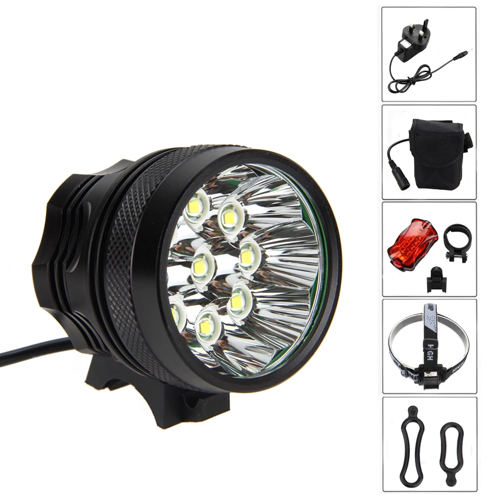 

Free Shipping Waterproof Flashlight 9x U2 LED 12000Lm Head Bike Bicycle Light Headight 12000mAh Lamp+Head Band