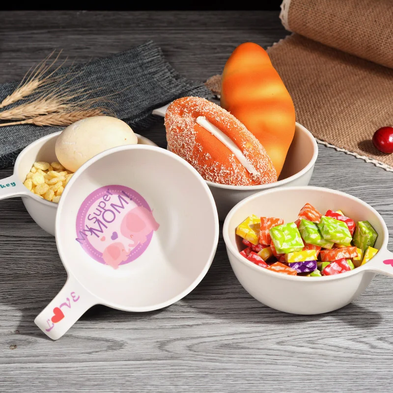 Natural Bamboo Fiber Bowls Baby Dishes Baby Feeding Tableware Children