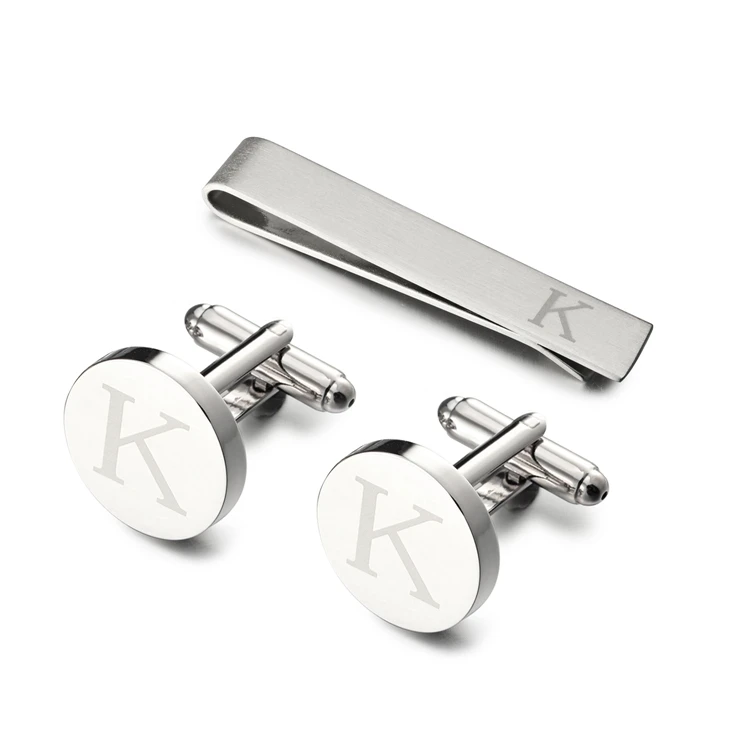 LEPTON Alphabet Cufflinks & Tie Clip Set for Men - Elegant Wedding & Business Accessory
