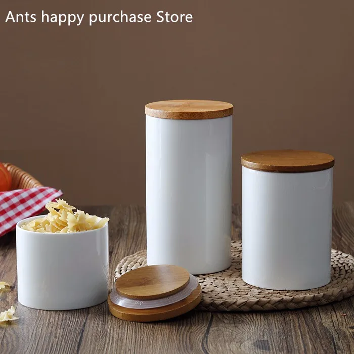 Натуральный дизайн керамический уплотнительный горшок для хранения бутылки банка с бамбуковой крышкой для кухни еда чай кофе зерна и специи