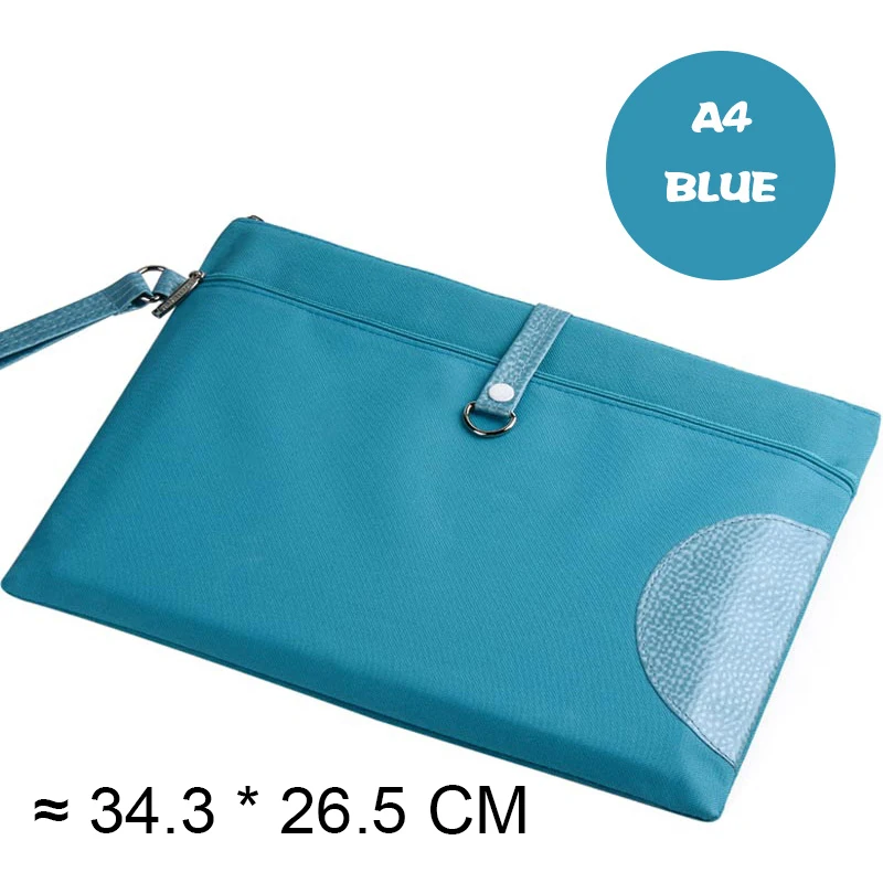 Dumei A4 A5 B6 double-deck portable Snap document bag file pocket with double zipper office school supplies NF-633 - Цвет: A4 BLUE