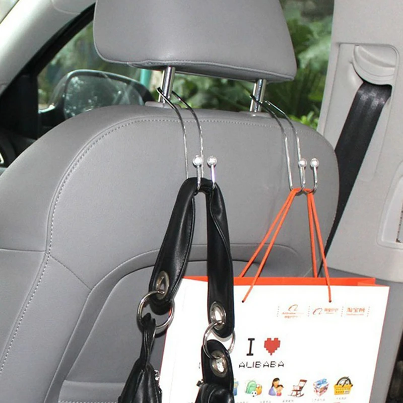 2Pcs Car Headrest Seat Hook Holder Hanger Bag Organizer Vehicle Coat Hanger