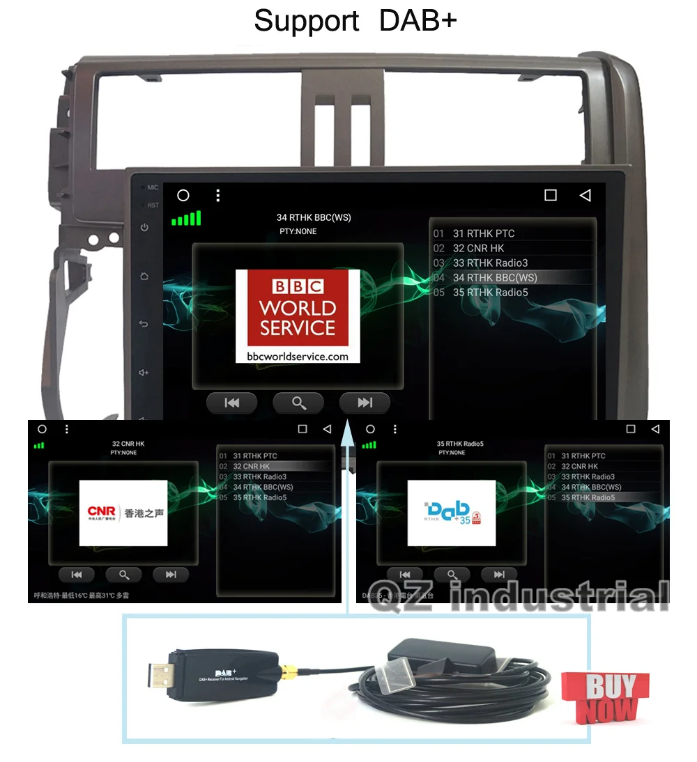 Cheap QZ industrial HD 9" Android 8.1 T8 Car DVD player for Toyota Prado Land Cruiser 150 2010-2013 with 3G 4G GPS BT WIFI Radio Navi 13