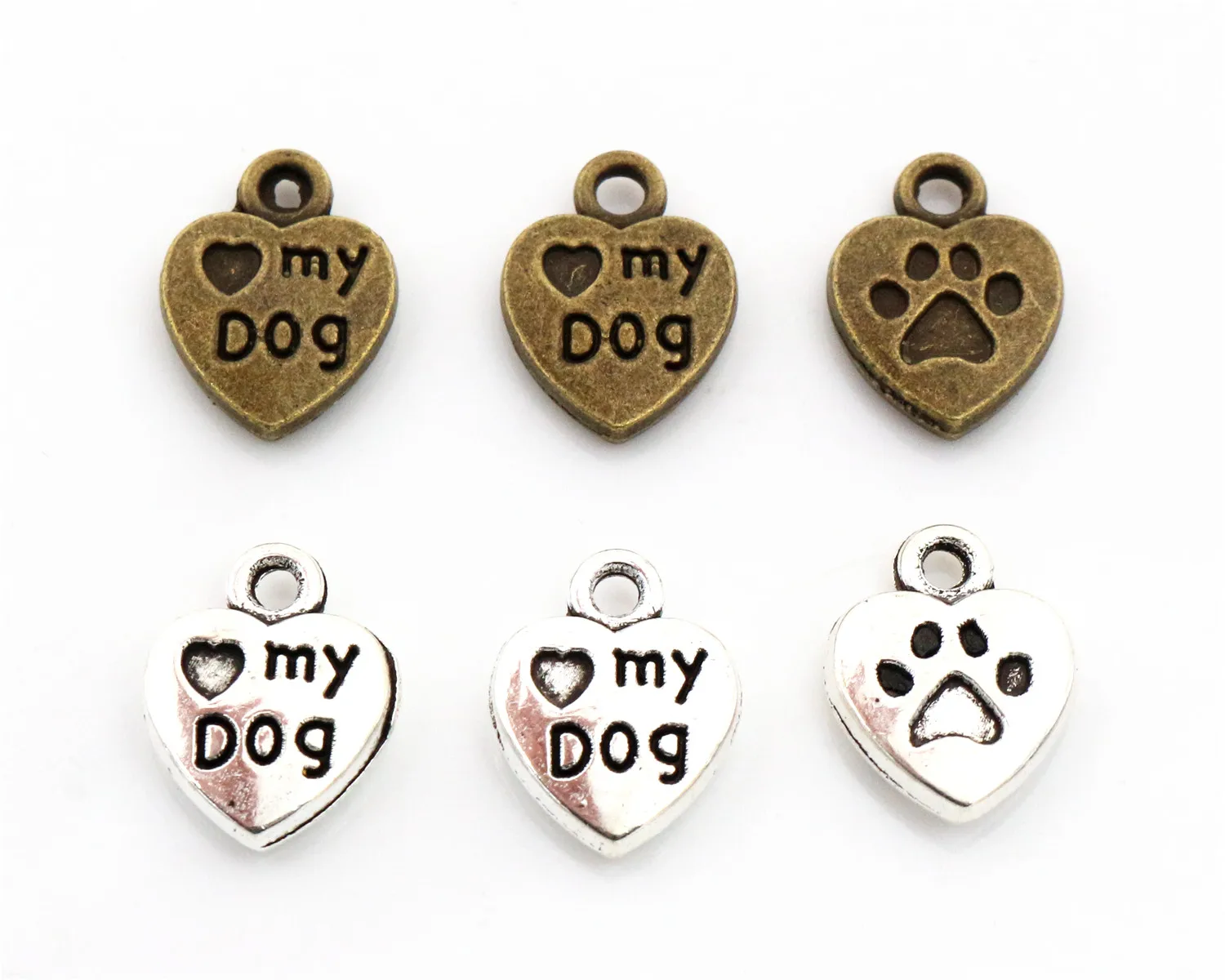 

12pcs Charms heart love my dog 13x10mm Antique Making pendant fit,Vintage Tibetan Silver Bronze,DIY bracelet necklace