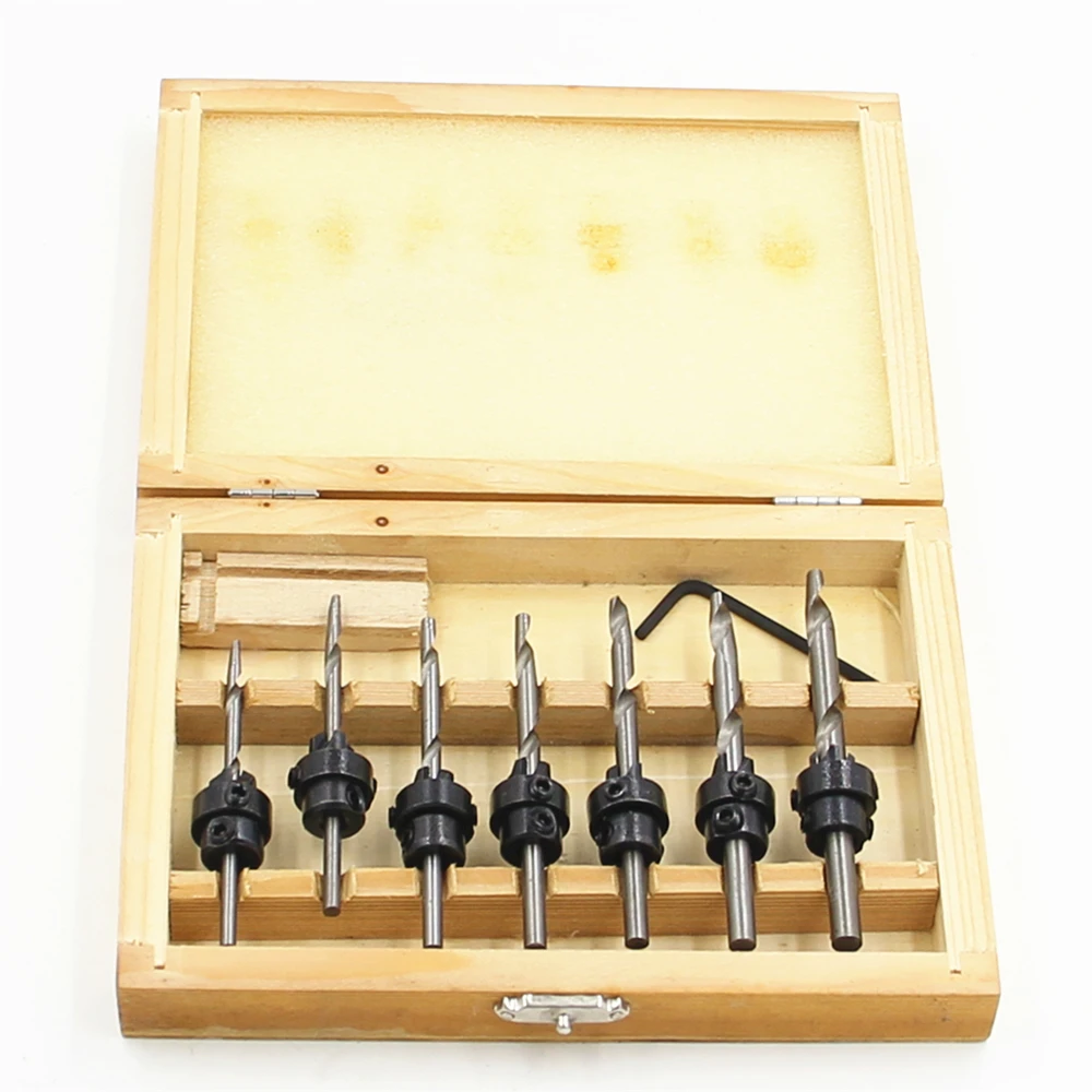 New 22pc/Set Countersink Drill Bits With Adjustable Depth Stop Collar