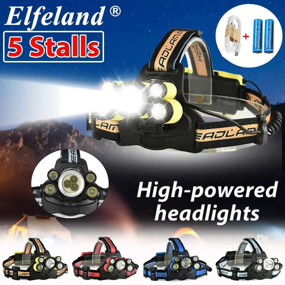 

Smuxi Hat Headlamp 2409-A Micro USB Black Blue Yellow Red torch laser as emergency lighting