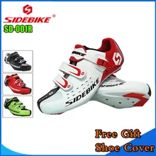 Sidebike Unisex Bicycle Road Cycling Shoes Breathable MTB Non-Slip Road Bike Lock Shoes Zapatillas Ciclismo Bicicleta SD01 White