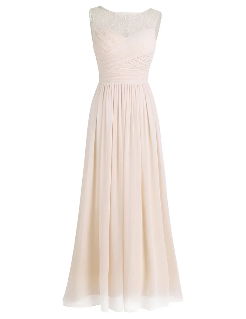 Unique Lace Chiffon Long Bridesmaid Dress