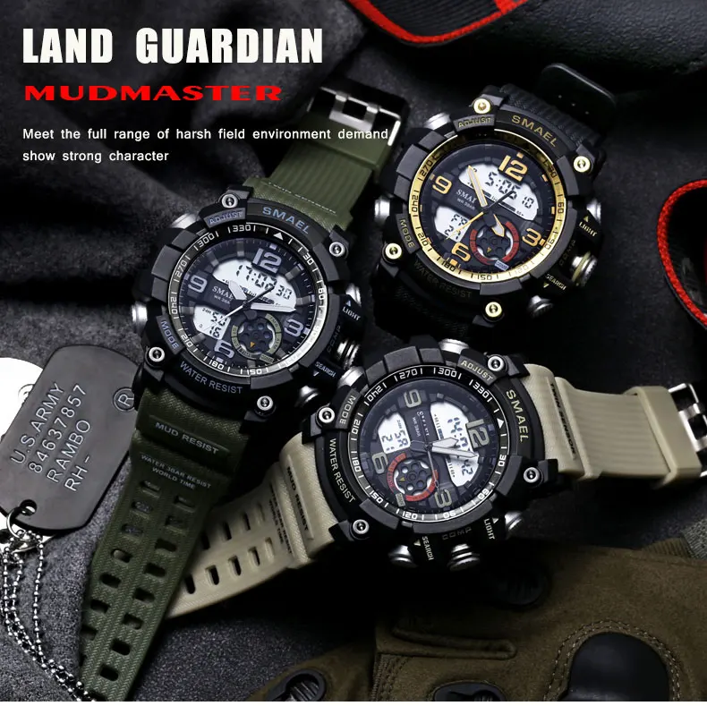 SMAEL Брендовые мужские светодиодный цифровые водонепроницаемые часы повседневные ударопрочные кварцевые часы спортивные мужские военные часы Relogios Masculino