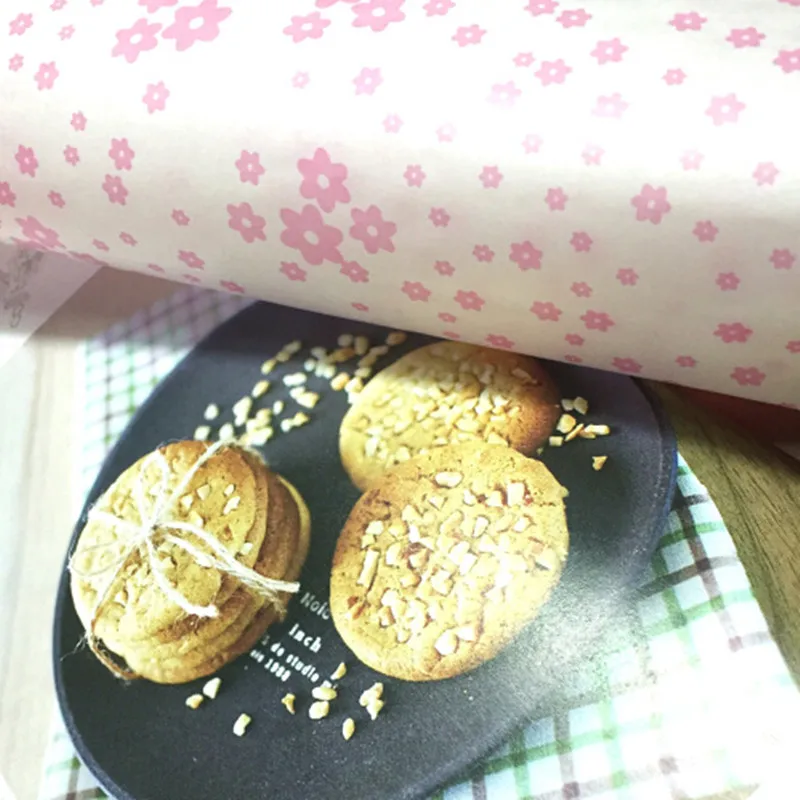 Pink Floral Printed Wax Paper Greaseproof Wrapping Paper Gif Packaging
