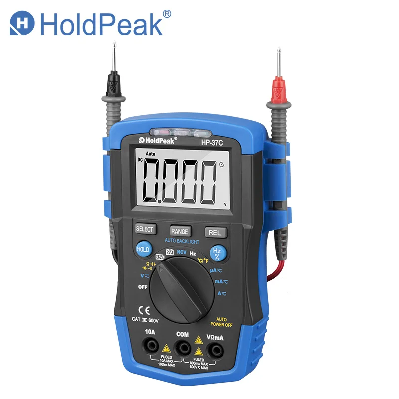 

HoldPeak HP-37C Mini Digital Multimeter Auto Range True RMS AC/DC Voltage Digital Multimetro Temperature NCV Electrical Tester