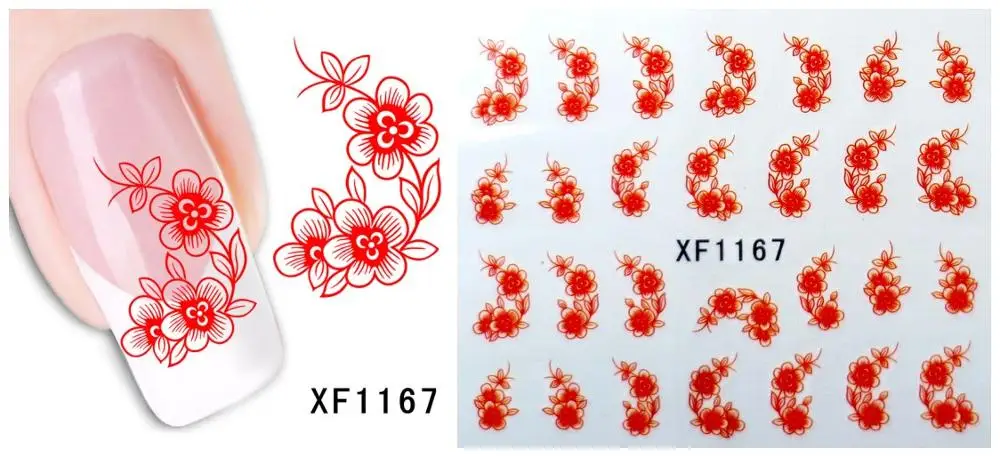30 стилей! Модный лак для ногтей, наклейки, цветочный дизайн, переводные наклейки для ногтей - Цвет: XF1167