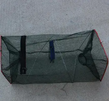 

Imported spring with bait bag fish net pocket Thick folding lobster mud net
